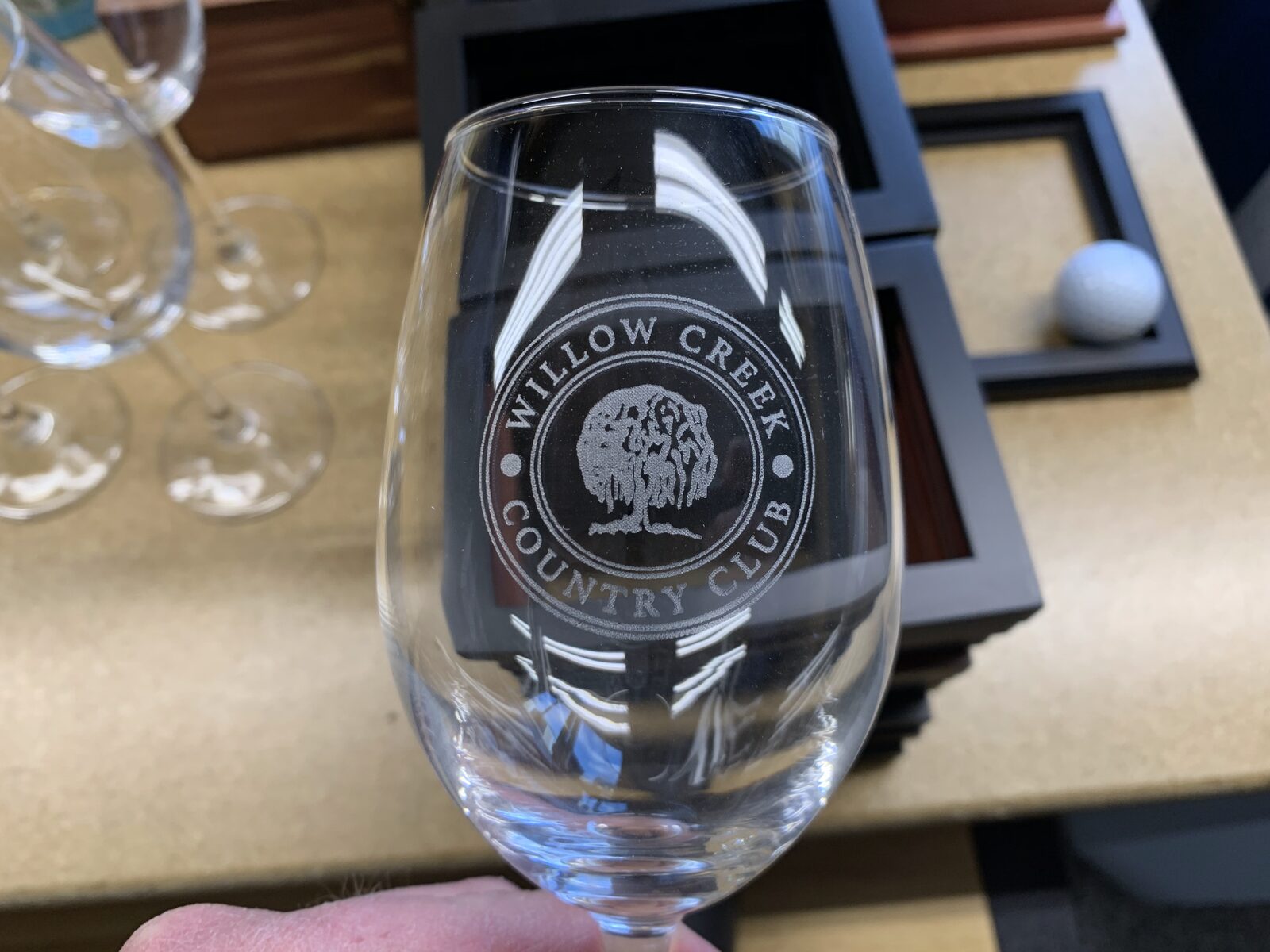 Engraved wine glass