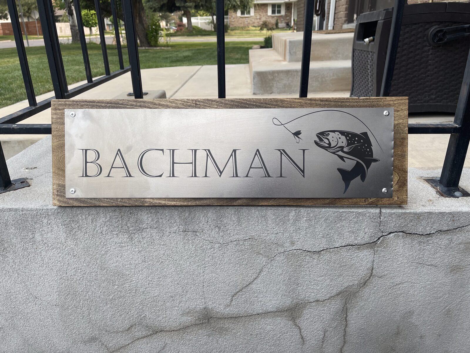 Engraved family name sign — Pangea Designs